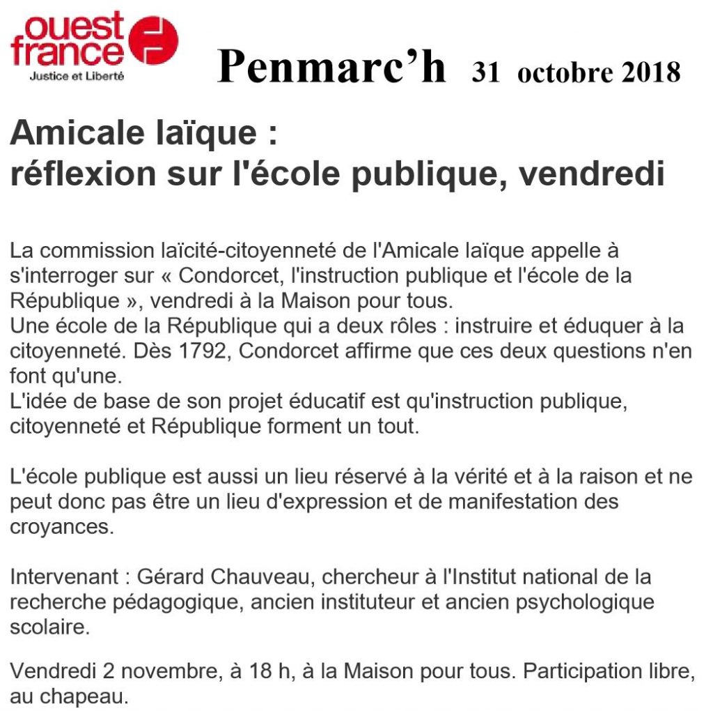 Ouest-France du 1er Novembre 2018