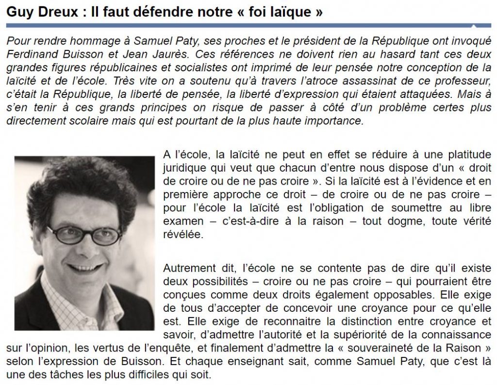 Il faut défendre notre « foi laïque »