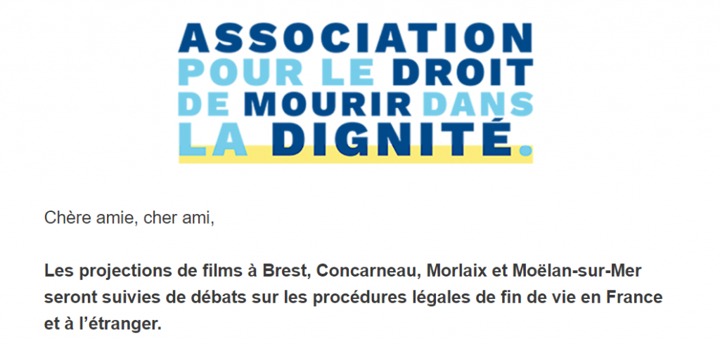 Films qui seront suivies de débats sur les procédures légales de fin de vie