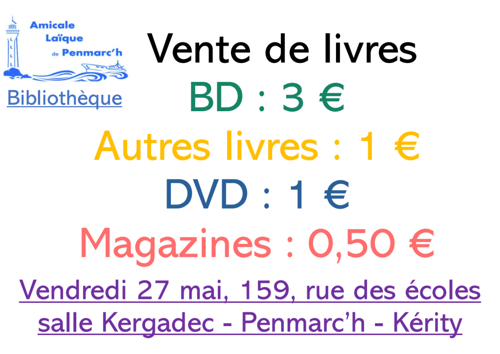 Vente de livres ce vendredi 27 mai 2022